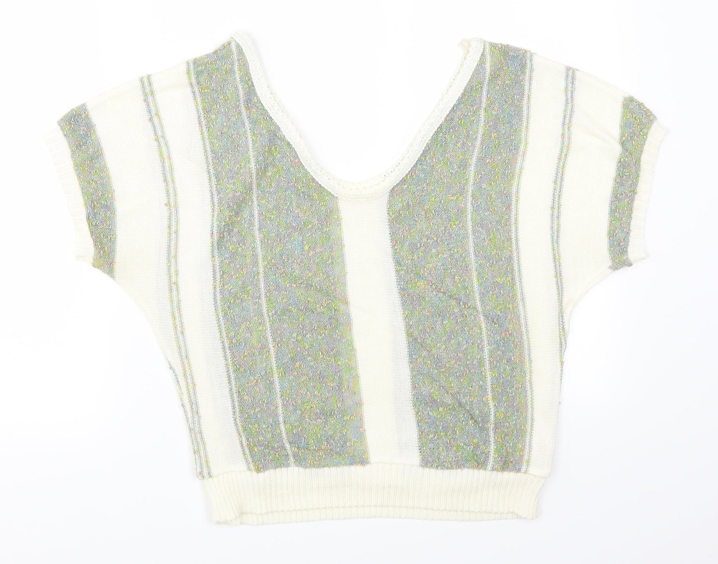 Preworn Womens Green Striped  Pullover Jumper Size 16
