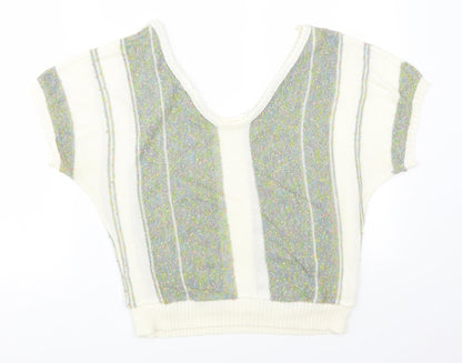 Preworn Womens Green Striped  Pullover Jumper Size 16