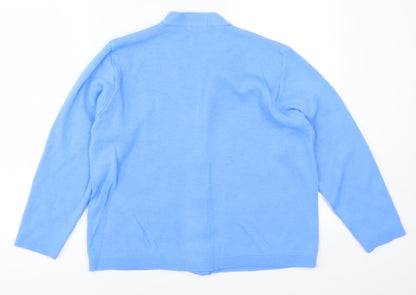 Care Womens Blue   Cardigan Jumper Size M  - Flowers