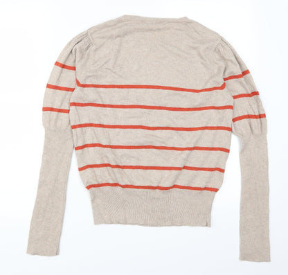 Dorothy Perkins Womens Beige Striped  Pullover Jumper Size 16  - Orange Stripes