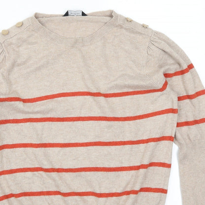 Dorothy Perkins Womens Beige Striped  Pullover Jumper Size 16  - Orange Stripes