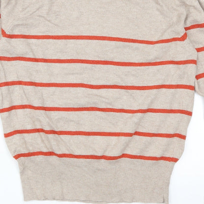 Dorothy Perkins Womens Beige Striped  Pullover Jumper Size 16  - Orange Stripes