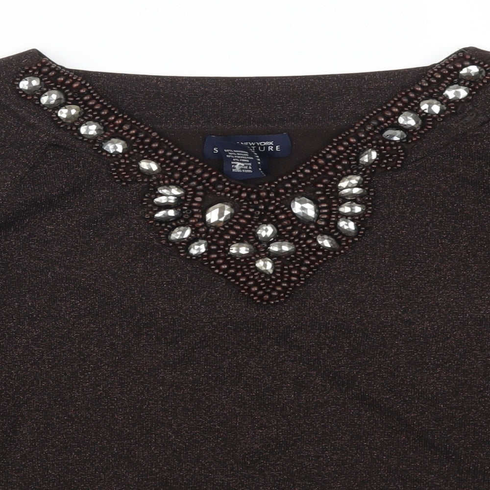 Jones New York Womens Brown   Pullover Jumper Size XL