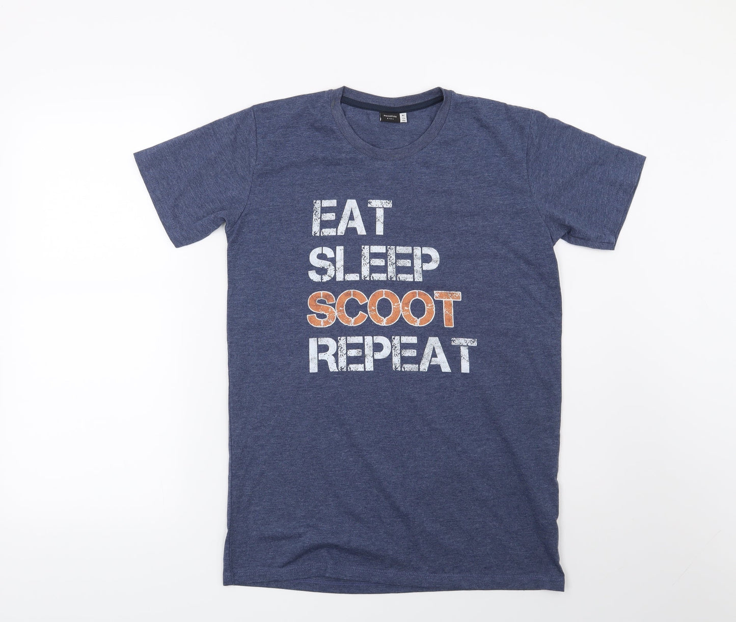 Preworn Boys Blue   Basic T-Shirt Size 12 Years  - Eat Sleep Scoot Repeat