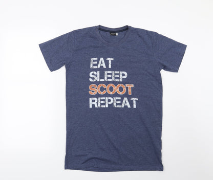 Preworn Boys Blue   Basic T-Shirt Size 12 Years  - Eat Sleep Scoot Repeat