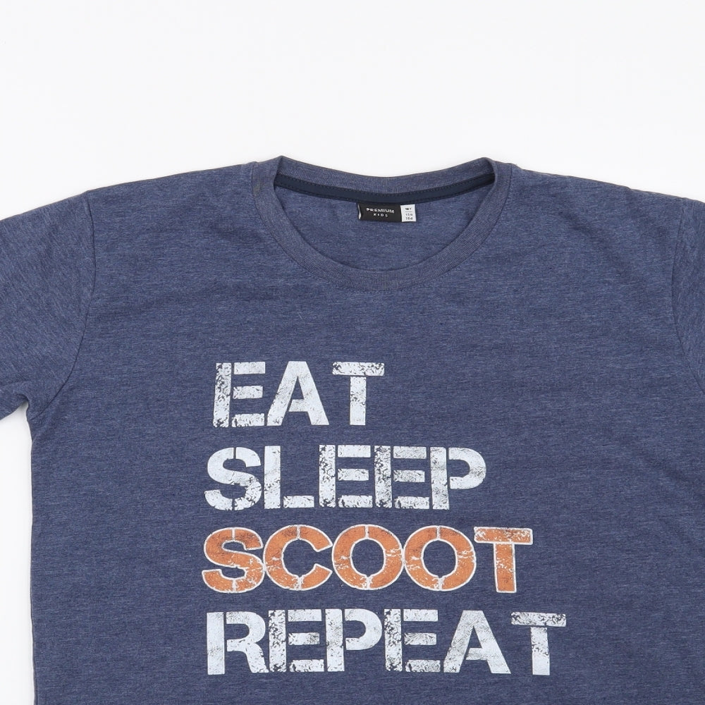 Preworn Boys Blue   Basic T-Shirt Size 12 Years  - Eat Sleep Scoot Repeat