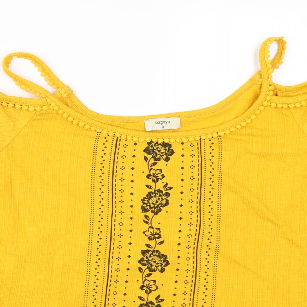 Womens UK Size 12 Papaya Yellow Basic Tank
