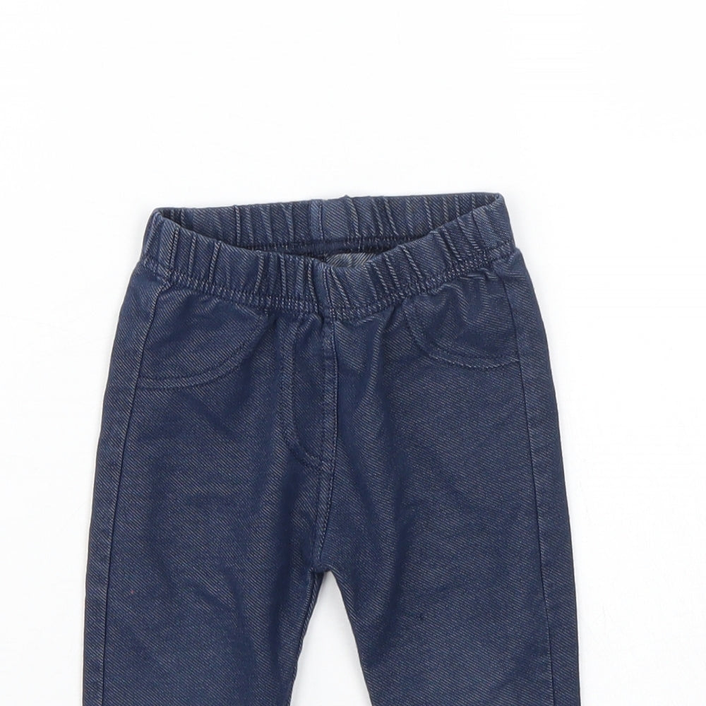 Nutmeg Girls Blue Floral  Capri Leggings Size 6-9 Months