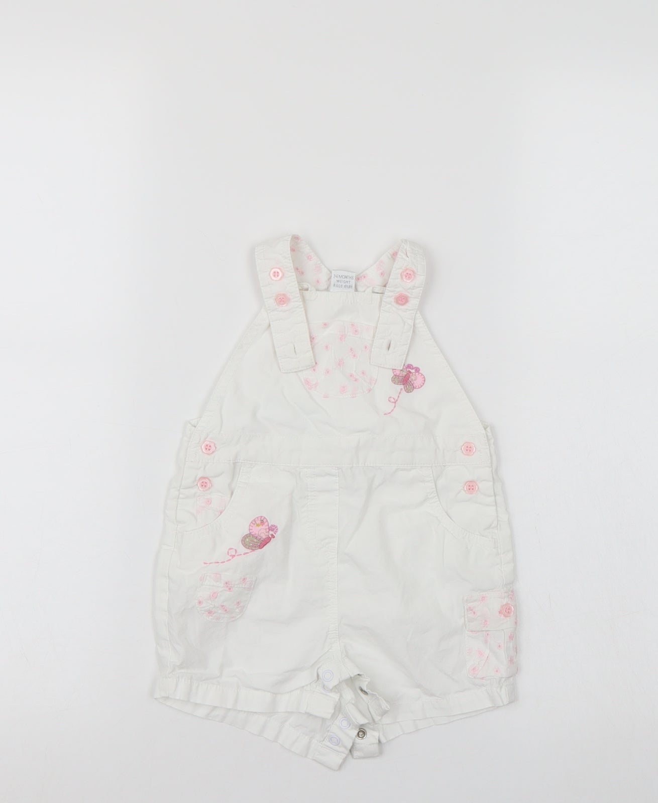 NEXT Girls White Floral  Dungaree One-Piece Size 3-6 Months