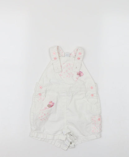 NEXT Girls White Floral  Dungaree One-Piece Size 3-6 Months