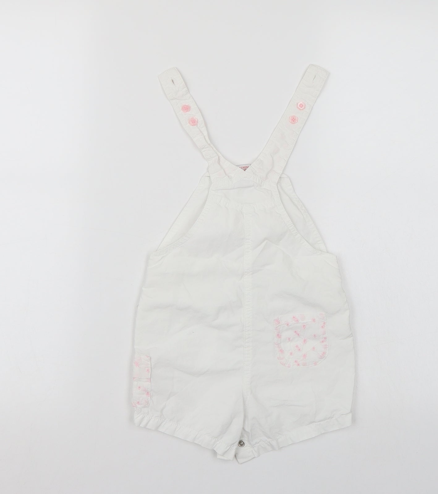 NEXT Girls White Floral  Dungaree One-Piece Size 3-6 Months