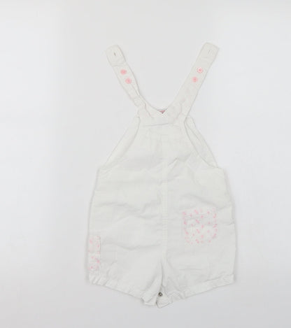 NEXT Girls White Floral  Dungaree One-Piece Size 3-6 Months