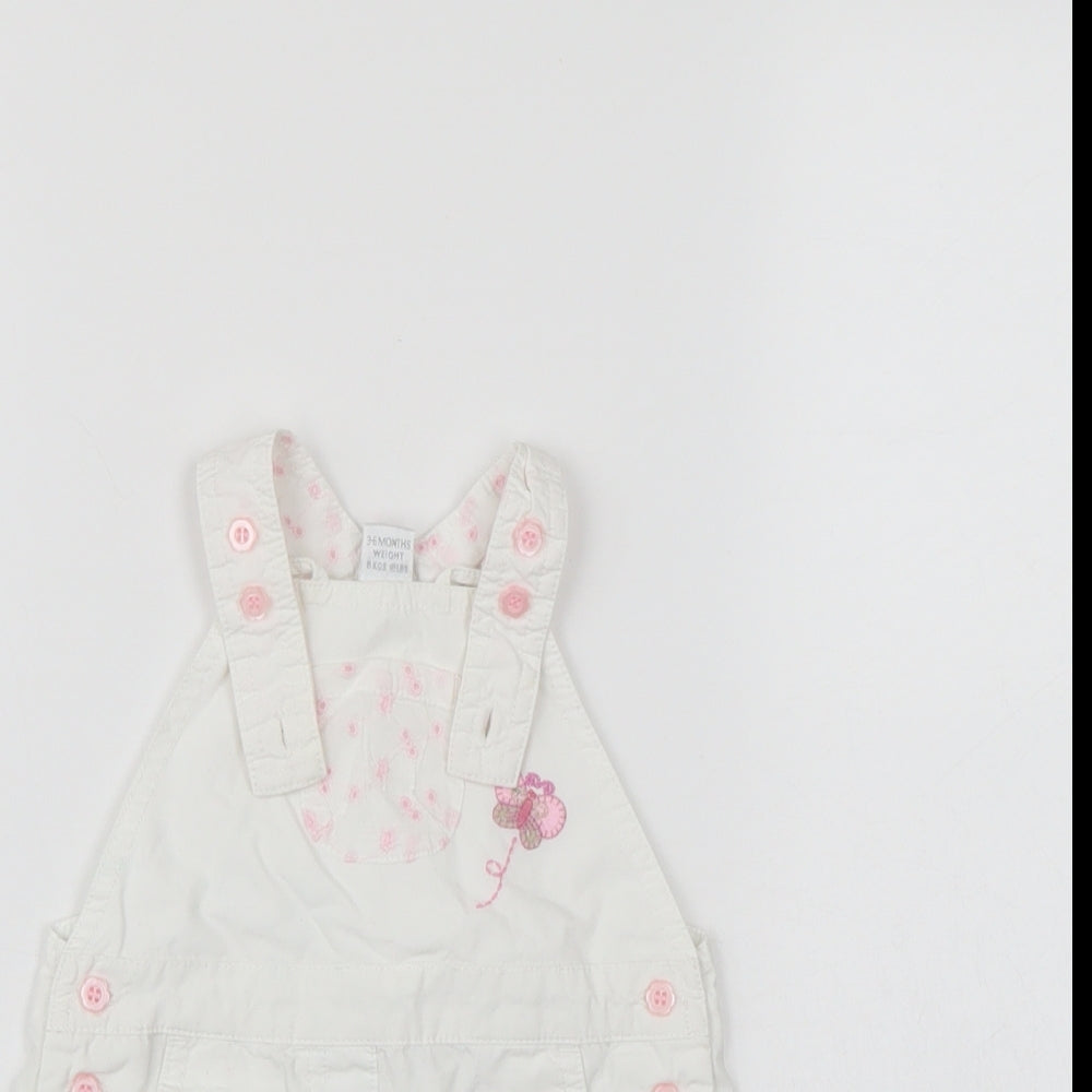 NEXT Girls White Floral  Dungaree One-Piece Size 3-6 Months