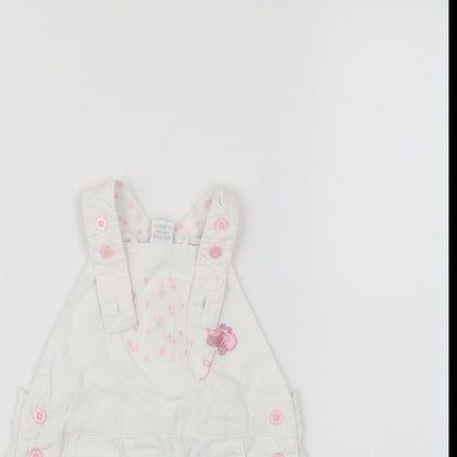 NEXT Girls White Floral  Dungaree One-Piece Size 3-6 Months
