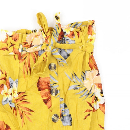 Newlook Womens Yellow Floral  A-Line Skirt Size 6