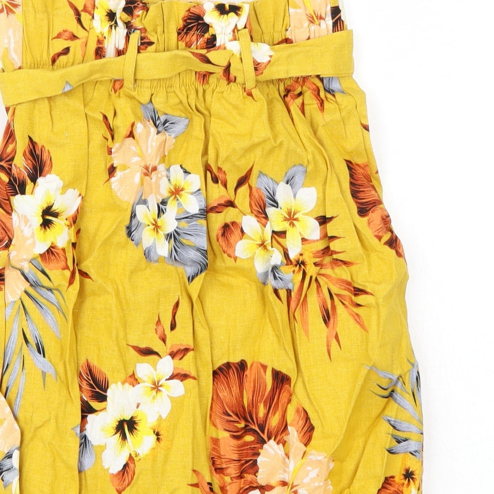 Newlook Womens Yellow Floral  A-Line Skirt Size 6