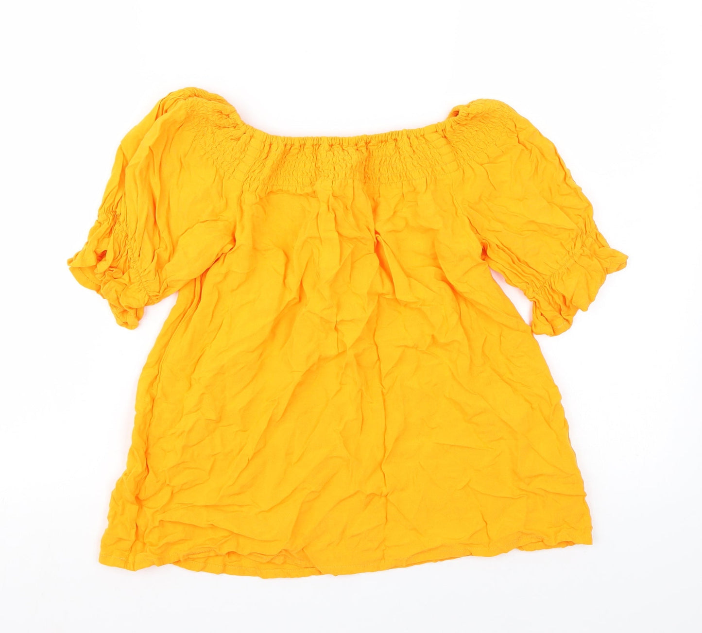Womens UK Size 8 Peacocks Yellow Basic T-Shirt