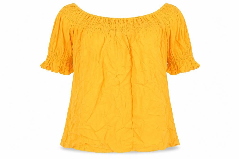 Womens UK Size 8 Peacocks Yellow Basic T-Shirt