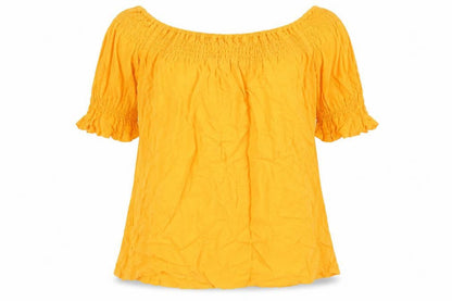 Womens UK Size 8 Peacocks Yellow Basic T-Shirt