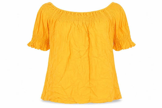 Womens UK Size 8 Peacocks Yellow Basic T-Shirt