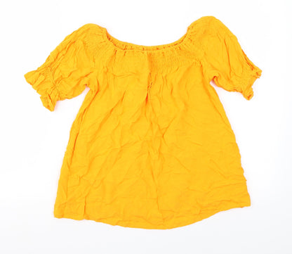 Womens UK Size 8 Peacocks Yellow Basic T-Shirt