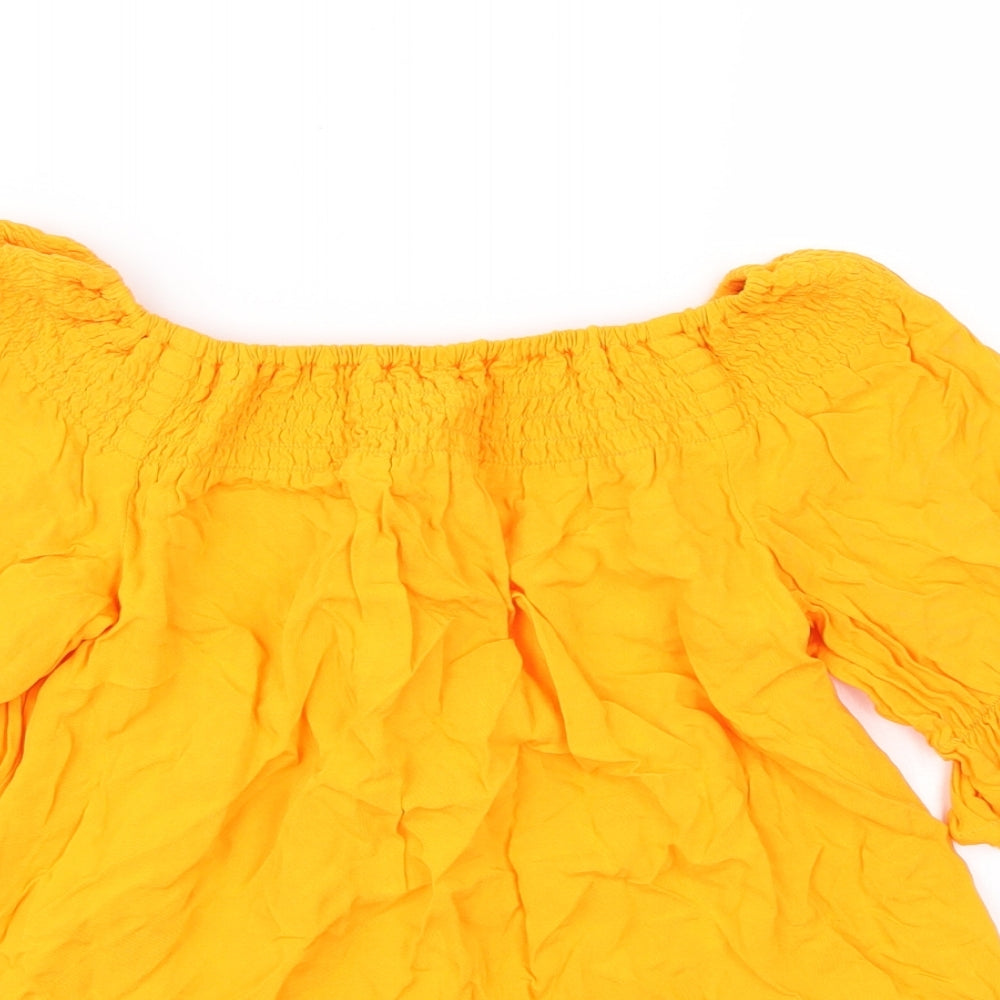 Womens UK Size 8 Peacocks Yellow Basic T-Shirt