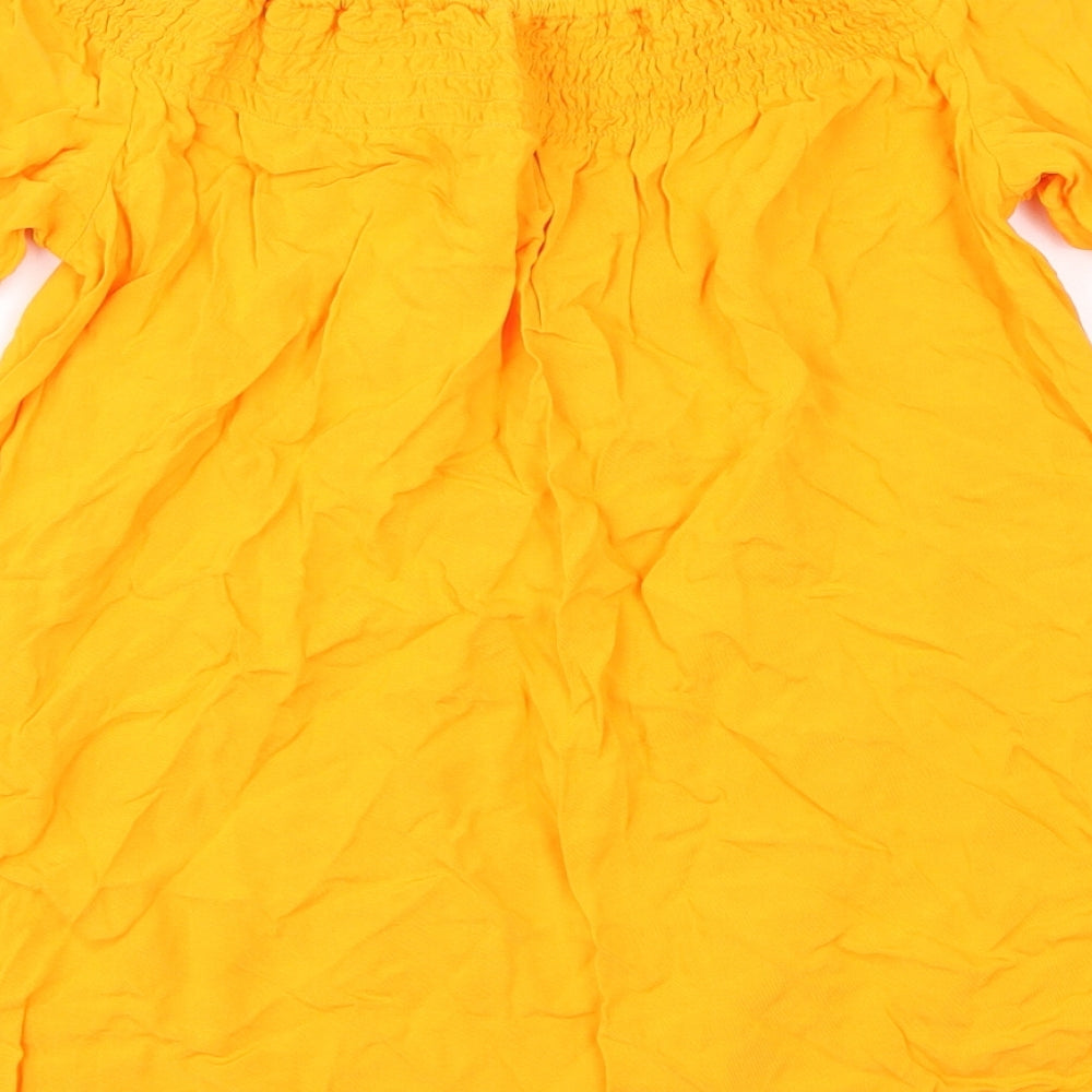 Womens UK Size 8 Peacocks Yellow Basic T-Shirt