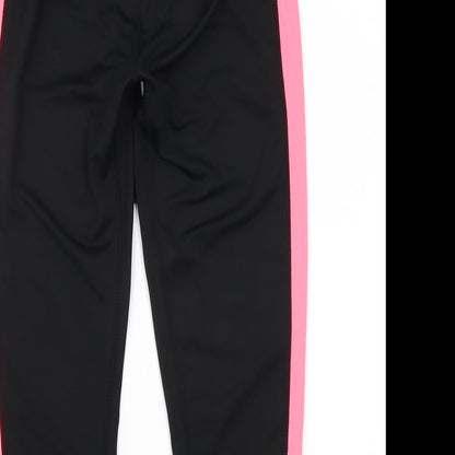 Womens UK Size 10 Workout Regular Fit Sweatpants Black Trousers