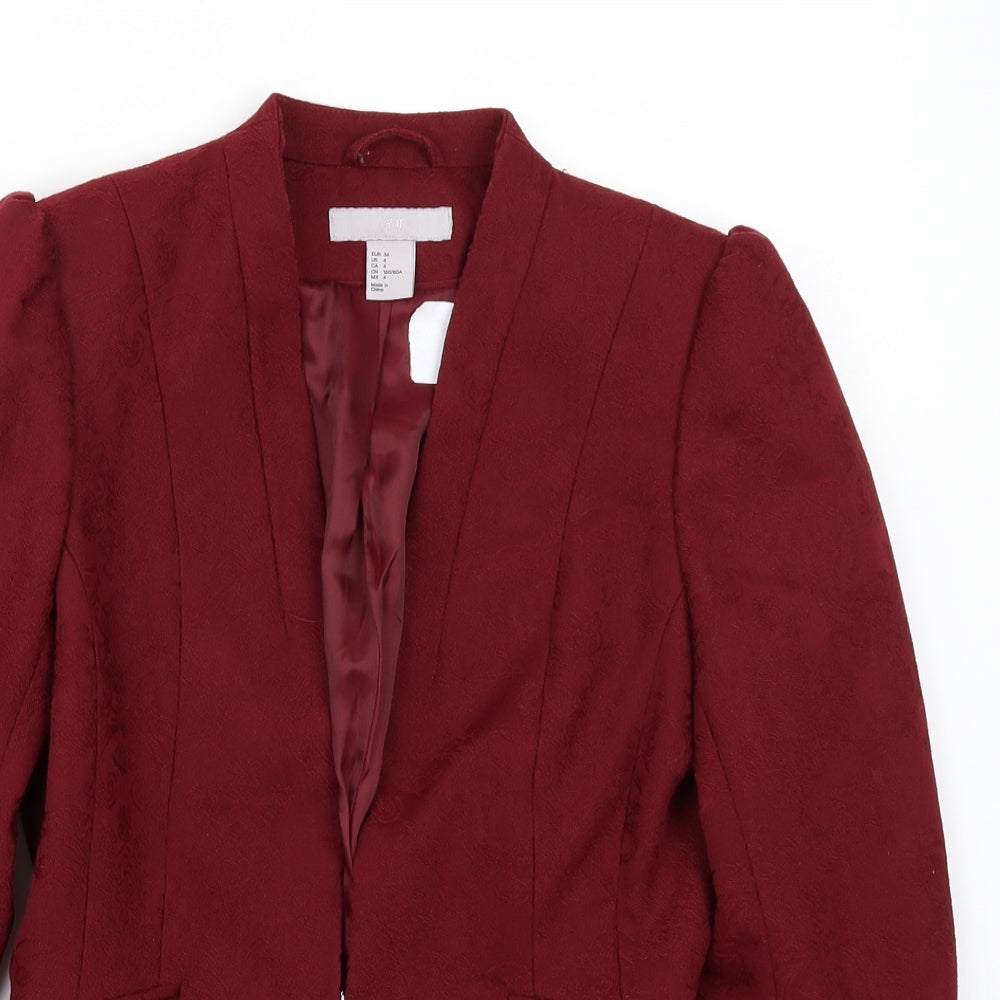 H&M Womens Red   Jacket Blazer Size 4