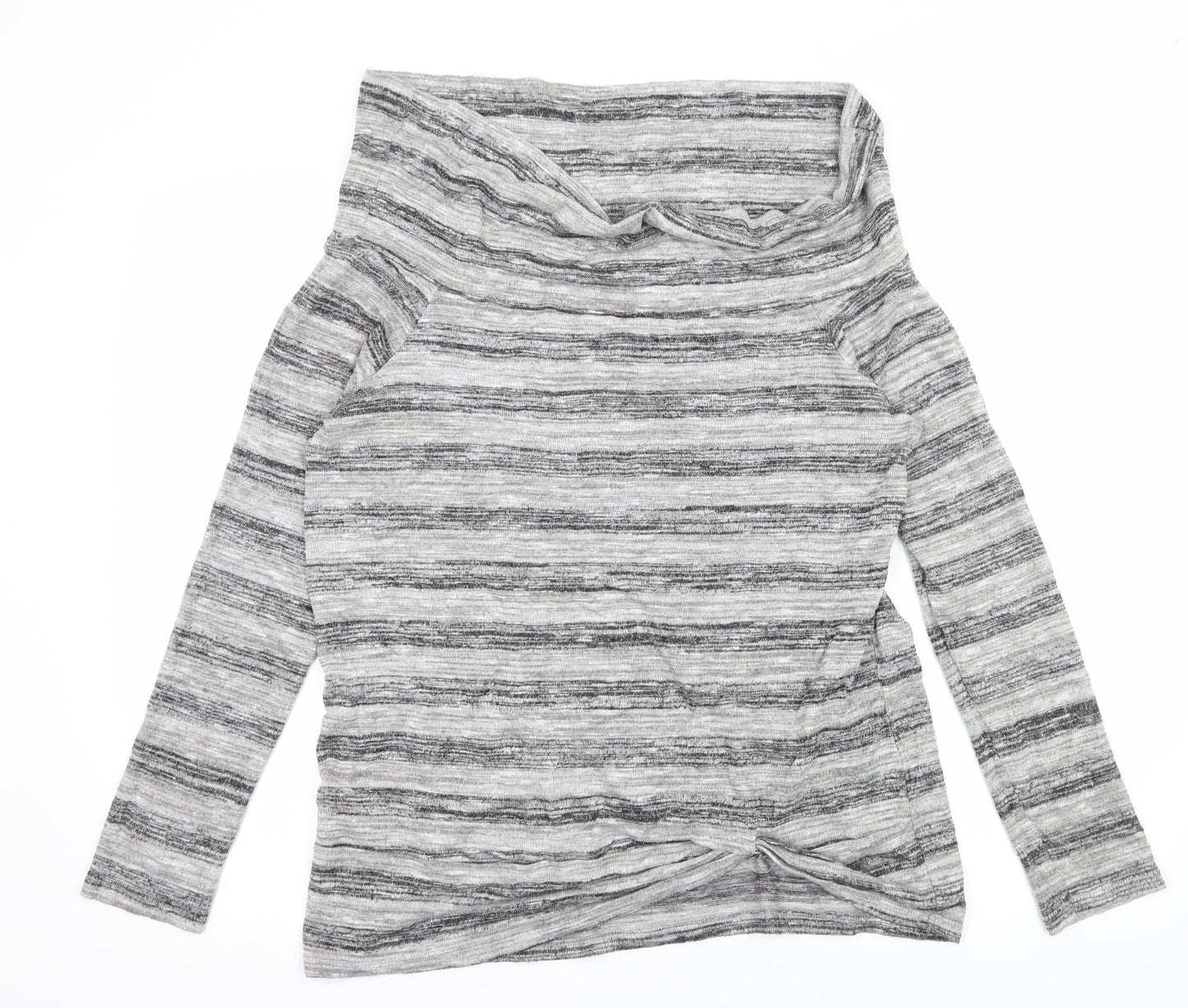 Papaya Womens Grey Striped Knit Pullover Jumper Size 14