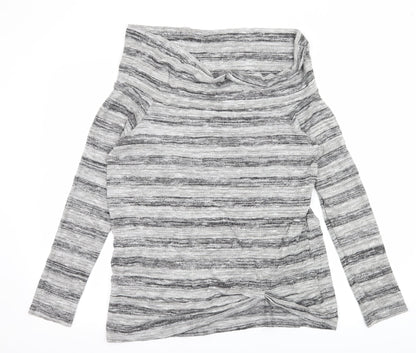 Papaya Womens Grey Striped Knit Pullover Jumper Size 14