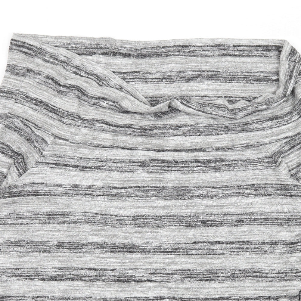Papaya Womens Grey Striped Knit Pullover Jumper Size 14