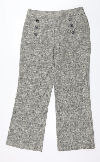 Satsuma Womens Beige Geometric  Trousers  Size 16 L30 in