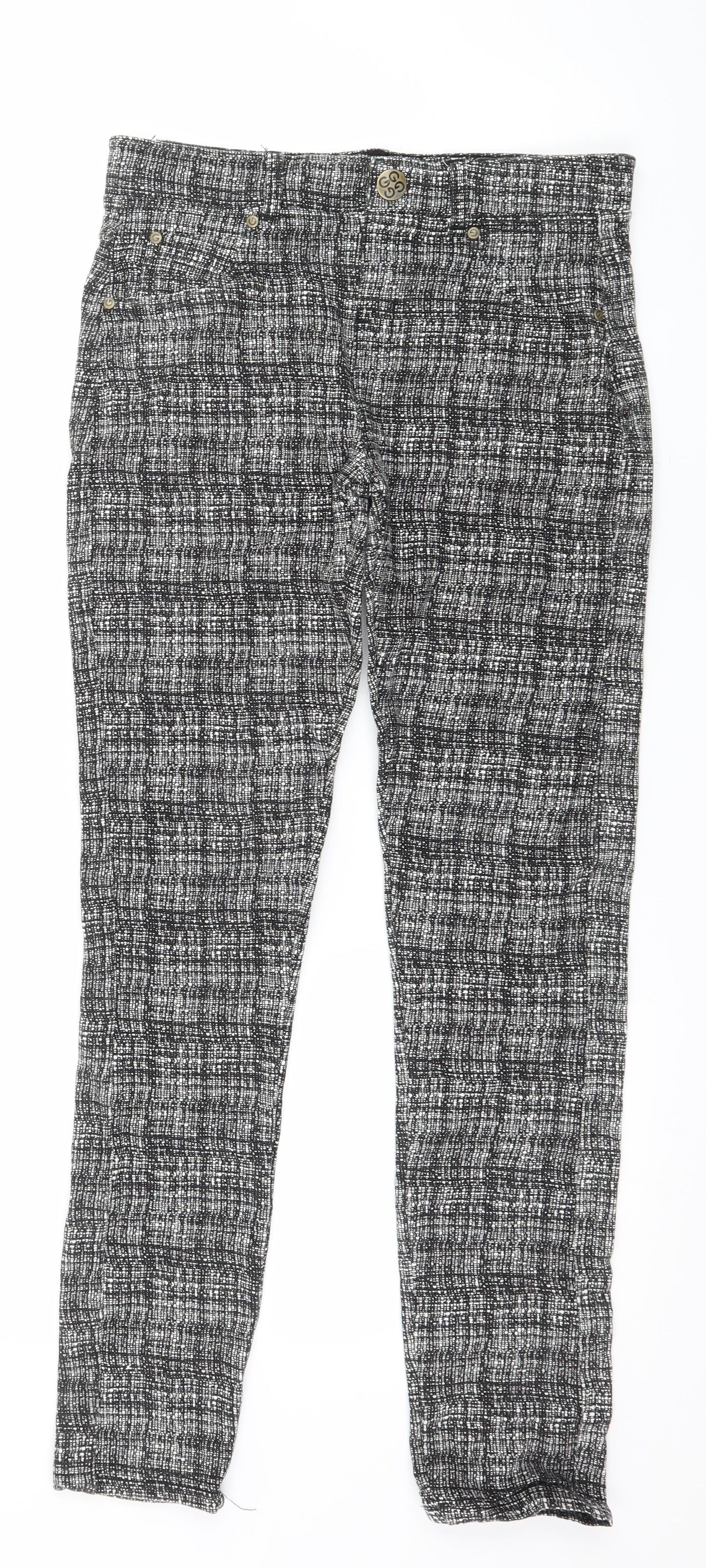 Golddigga Womens Black Geometric  Jegging Trousers Size 10 L27 in