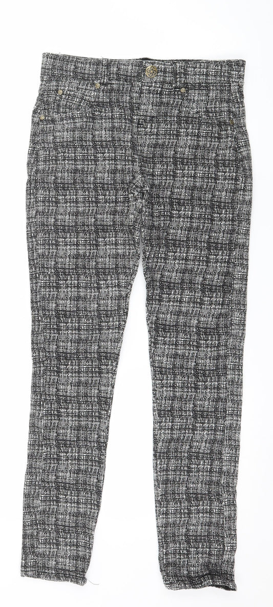 Golddigga Womens Black Geometric  Jegging Trousers Size 10 L27 in