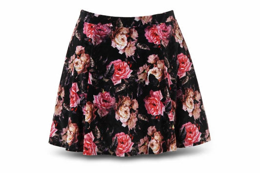 Womens UK Size 8 River Island Flare Velour Skirt