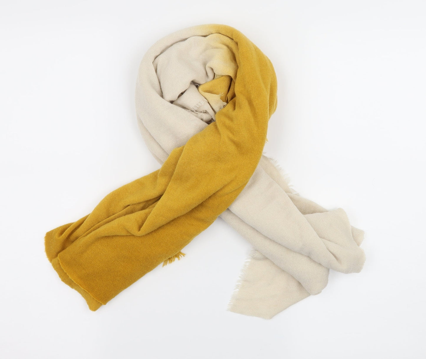 Primark Womens Yellow  Knit  Scarf   - Dip Dye