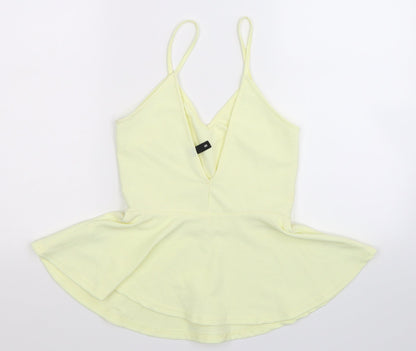 Womens UK Size S Divided Yellow Basic Tank