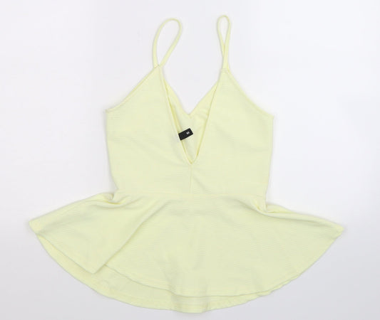 Womens UK Size S Divided Yellow Basic Tank