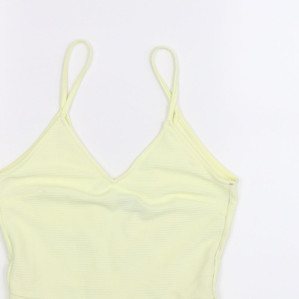 Womens UK Size S Divided Yellow Basic Tank