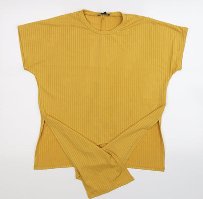 Womens UK Size 6 New Look Yellow Basic T-Shirt