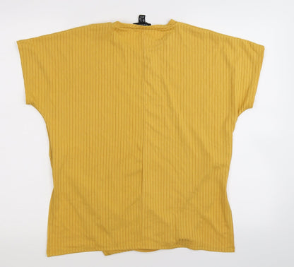 Womens UK Size 6 New Look Yellow Basic T-Shirt