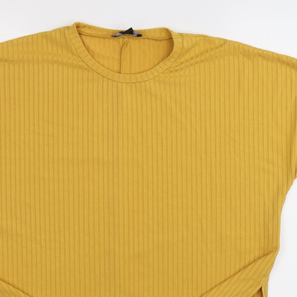 Womens UK Size 6 New Look Yellow Basic T-Shirt