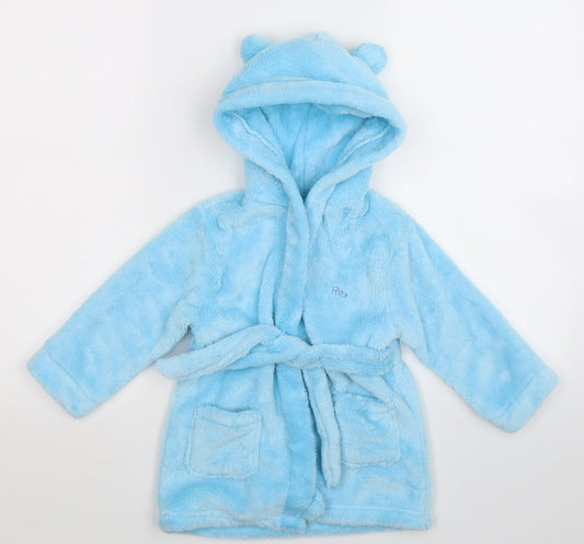 Rex Boys Blue Solid Fleece Kimono Robe Size 18-24 Months