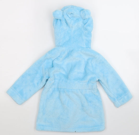 Rex Boys Blue Solid Fleece Kimono Robe Size 18-24 Months