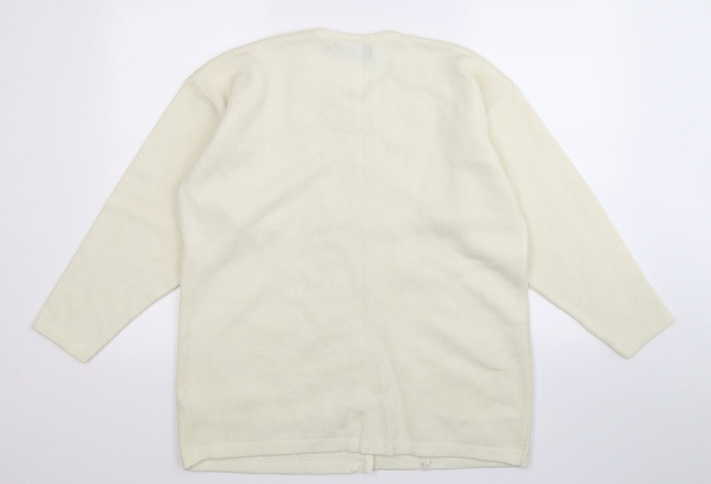 Paramour Womens White Floral Knit Cardigan Jumper One Size