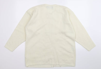 Paramour Womens White Floral Knit Cardigan Jumper One Size