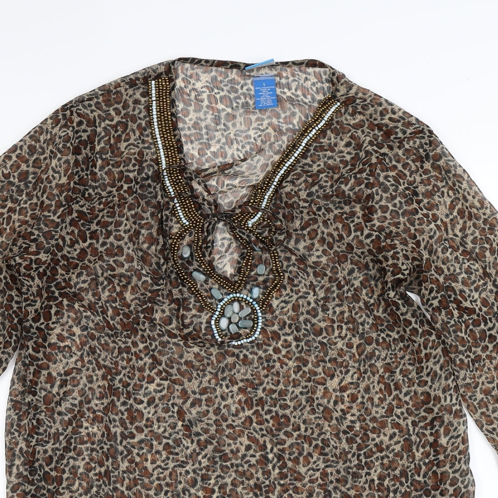Womens UK Size L Soaked Multicoloured Basic Blouse
