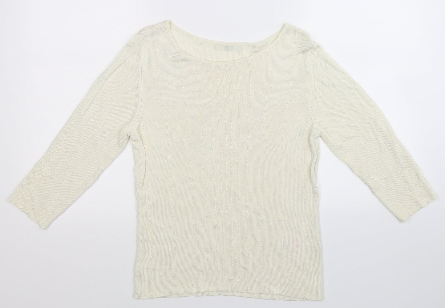 Marks and Spencer Womens White  Knit Pullover Jumper Size 16
