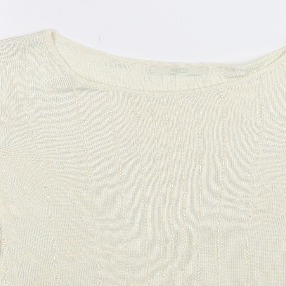 Marks and Spencer Womens White  Knit Pullover Jumper Size 16
